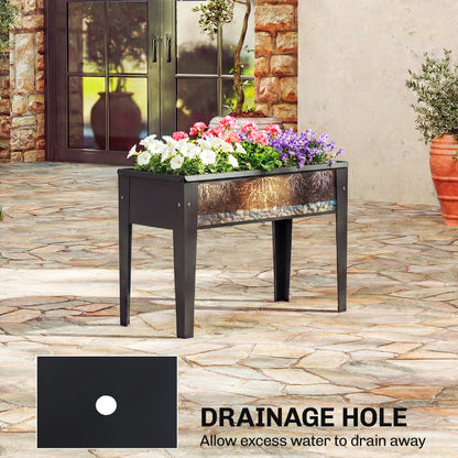 Raised Planter, Metal Raised Garden Bed on Legs with Drainage Hole