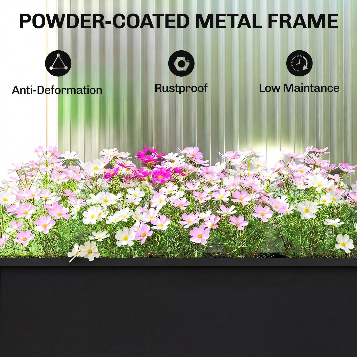 Raised Planter, Metal Raised Garden Bed on Legs with Drainage Hole and Foot Covers, Outdoor Elevated Garden Planter for Vegetables, Herbs, Flowers, Black