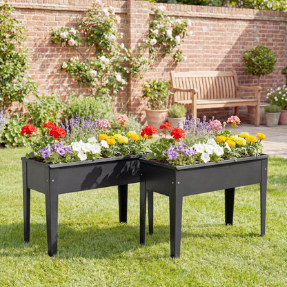 Raised Planter, Metal Raised Garden Bed on Legs with Drainage Hole