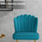 Velvet-Feel Shell Accent Chair Home Bedroom Lounge Metal Legs Blue