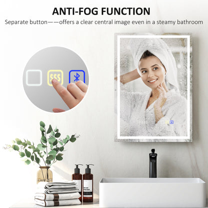500 x 700 mm Bathroom Mirror with Bluetooth Clock Lights Demister Pad