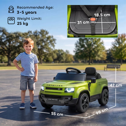 Land Rover Defender Licensed 12V Kids Ride on Car w/ Remote, Green