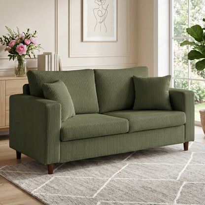 Loveseat Sofa with Wide Seat, Corduroy Upholstered, Green