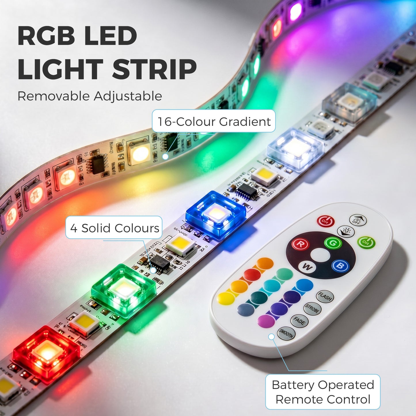 TV Stand for TVs up to 75 Inch, Modern Entertainment Center with RGB LED Lights, USB Powered, Wall-Mounted Media Console Table with 4 Open Storage Shelves for Living Room, Black
