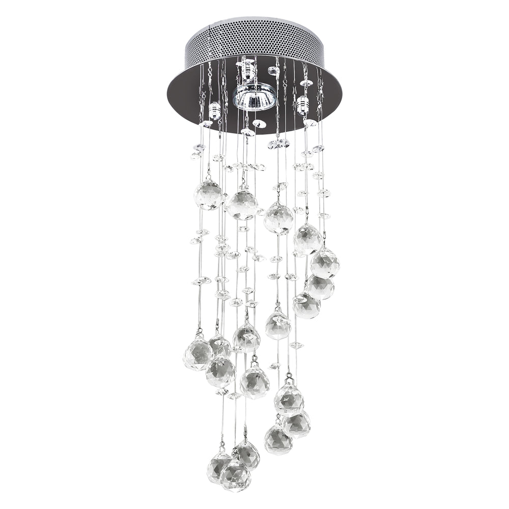 Metal Crystal Ceiling Chandelier Elegant Pendant Lamp Living Room Stairway Stairway Spiral Rain Drop Pendant Lamp Silver