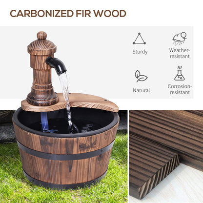 Garden Barrel Water Fountain Patio Wood Electric Water Feature w/ Pump