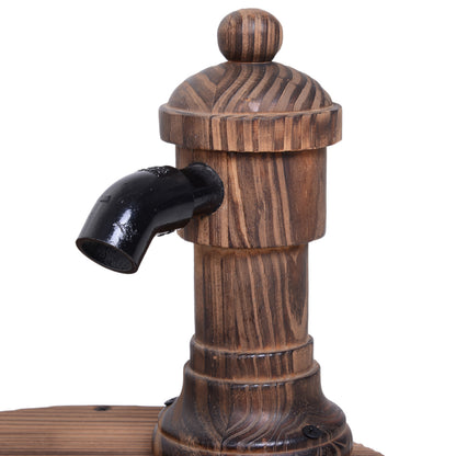 Garden Barrel Water Fountain Patio Wood Electric Water Feature w/ Pump
