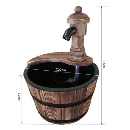 Garden Barrel Water Fountain Patio Wood Electric Water Feature w/ Pump