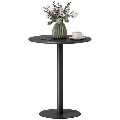 Dining Table, 60 cm Round Kitchen Table for 2 with Steel Base, Black