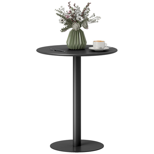 Dining Table, 60 cm Round Kitchen Table for 2 with Steel Base, Black