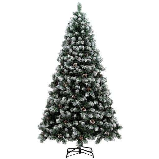 7ft Artificial Pine Christmas Tree with Pinecones, Steel Base