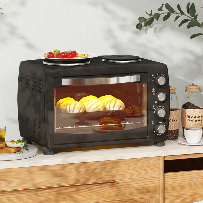 36L Countertop Toaster Oven with 2 Hot Plates, Grill, Roast, Bake