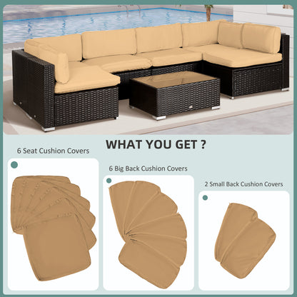 Garden Rattan Sofa Set Polyester Cover Replacement No Cushion Beige