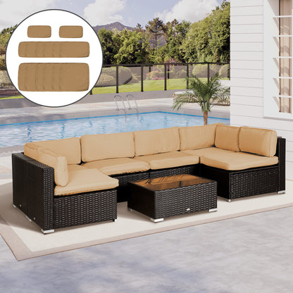 Garden Rattan Sofa Set Polyester Cover Replacement No Cushion Beige