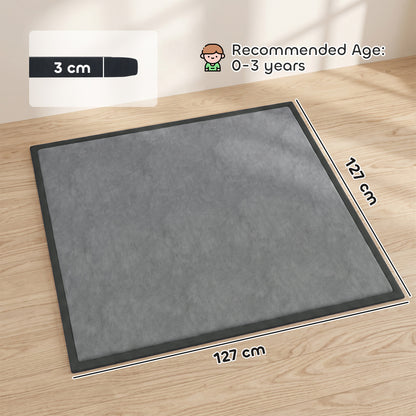127cm Square Baby Play Mat with 3cm Foam Padding - Dark Grey