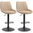 Retro Bar Stools Set of 2, Adjustable Kitchen Stool, Upholstered Bar Chairs with Back, Swivel Seat, Khaki