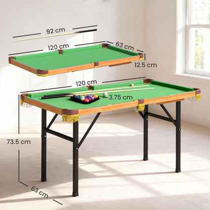 4FT Folding Pool Table, Mini Billiards Table Set for Kids, Green