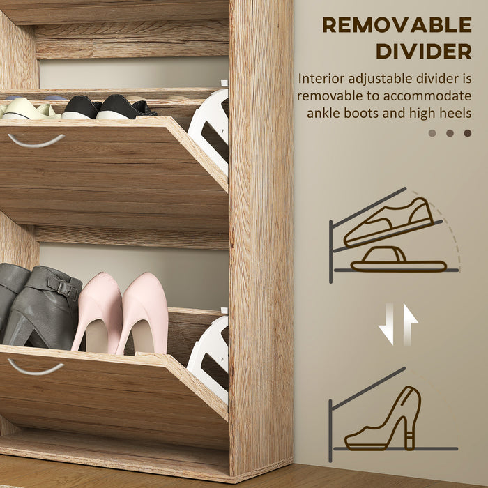 Slim Shoe Storage Cabinet with 3 Flip Drawers for 12 Pair of Shoes