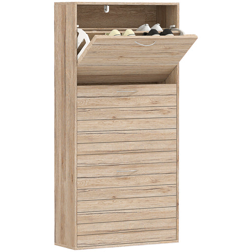 Slim Shoe Storage Cabinet with 3 Flip Drawers for 12 Pair of Shoes