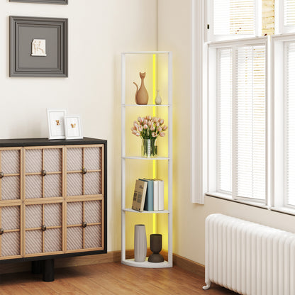 RGB LED Floor Lamp with Shelves and Remote Control for Living Room