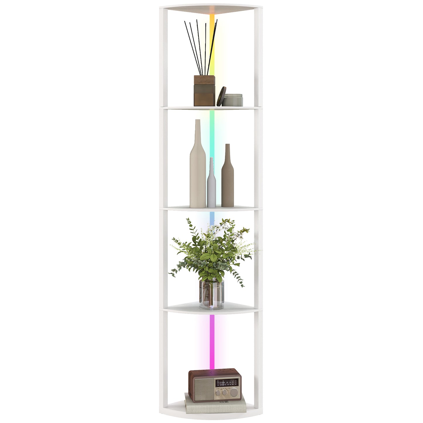 RGB LED Floor Lamp with Shelves and Remote Control for Living Room