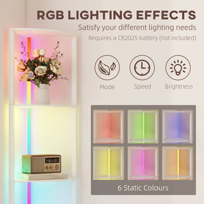 RGB LED Floor Lamp with Shelves and Remote Control for Living Room