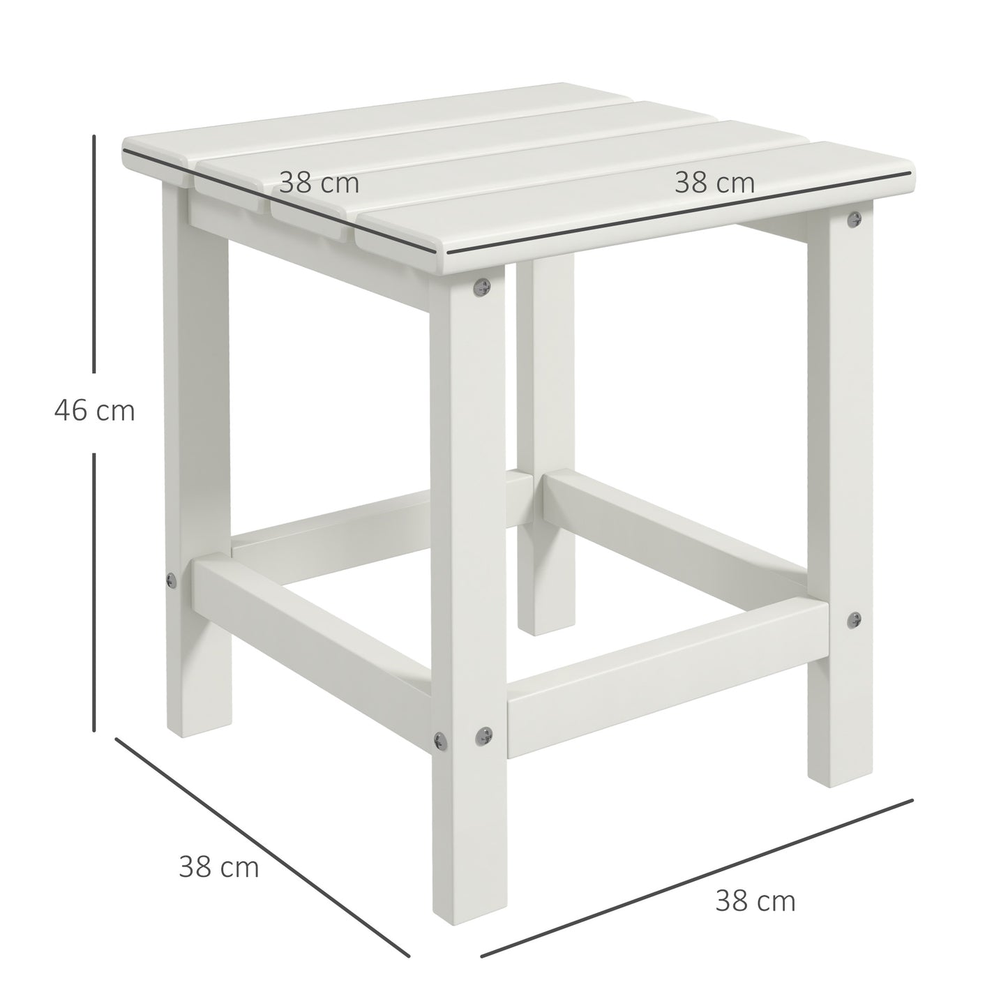 Square Coffee Table, HDPE Side Table for Porch, Garden, White