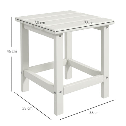 Square Coffee Table, HDPE Side Table for Porch, Garden, White