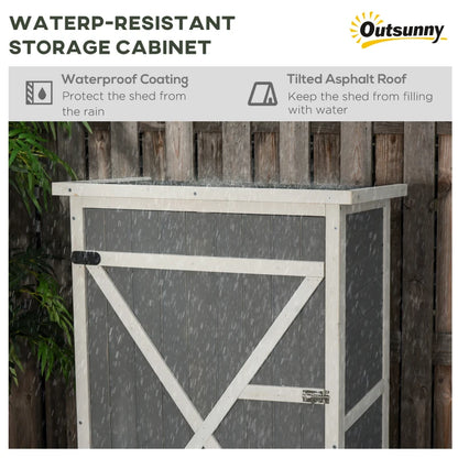 Garden Storage Shed Fir Wood Tool Cabinet Organiser with Shelves - Grey