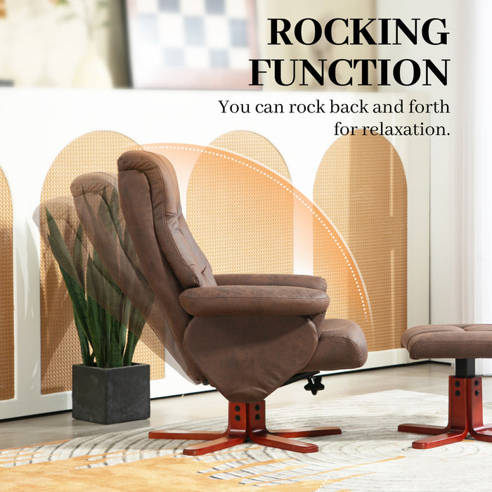 135° Reclining Armchair with Footstool for Living Room, Dark Brown