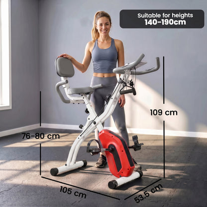 4-In-1 Folding Exercise Bike with Resistance Bands, Orange
