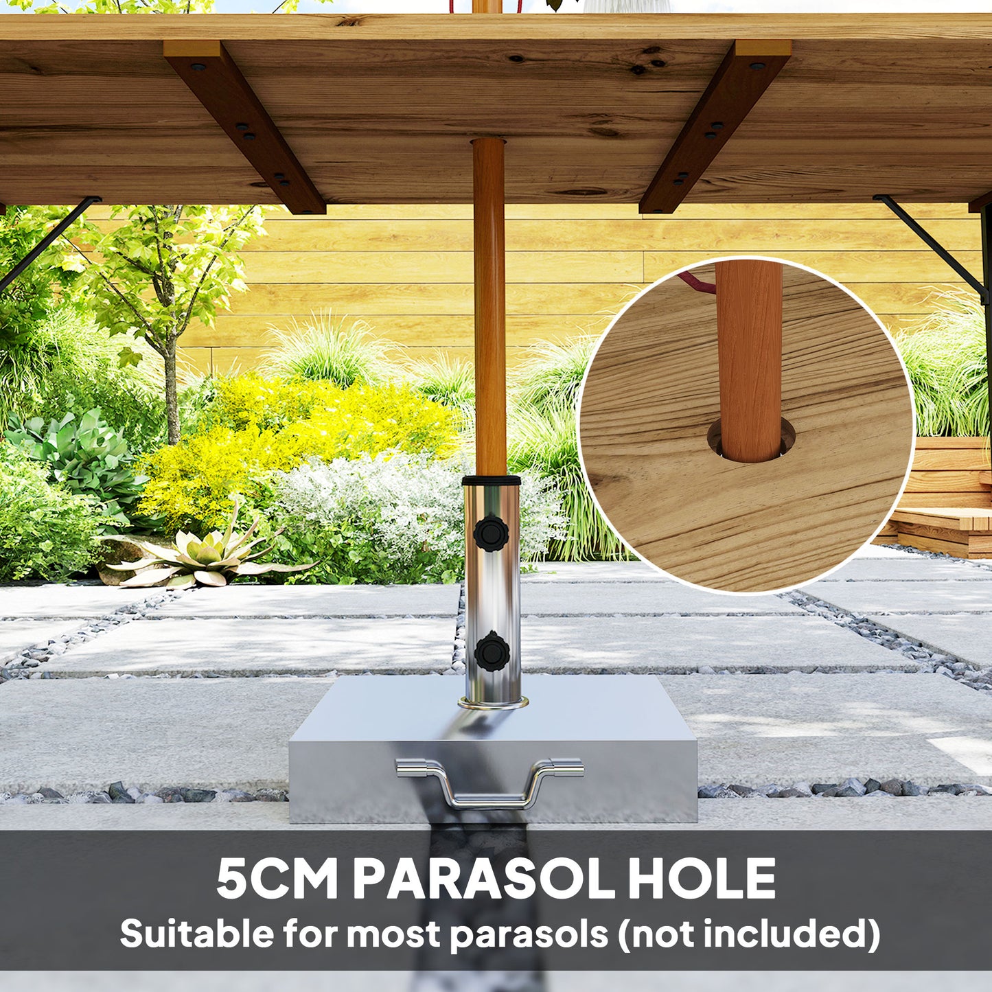 Wooden Garden Table for 6 with 5cm Parasol Hole for Balcony Terrace