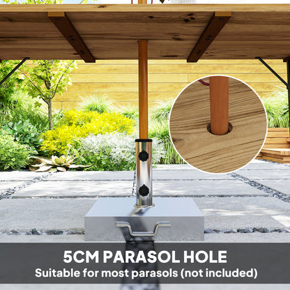 Wooden Garden Table for 6 with 5cm Parasol Hole for Balcony Terrace