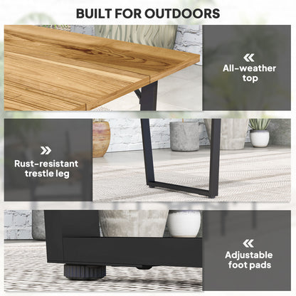 Wooden Garden Table for 6 with 5cm Parasol Hole for Balcony Terrace