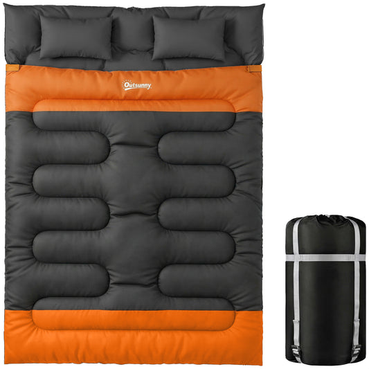 Double Sleeping Bag with 2 Pillows, 220 x 160cm Sleeping Bag