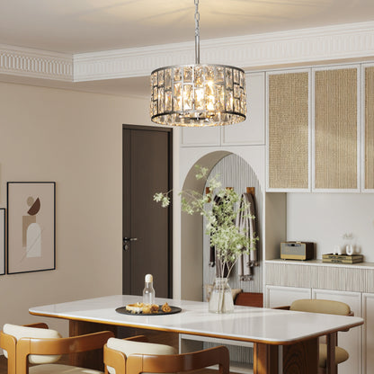 Flush Mount Ceiling Light, 3-Light Crystal Chandelier for Living Room