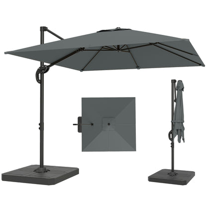 2.4 x 2.4 m Cantilever Parasol w/ Umbrella Weights, Dark Grey