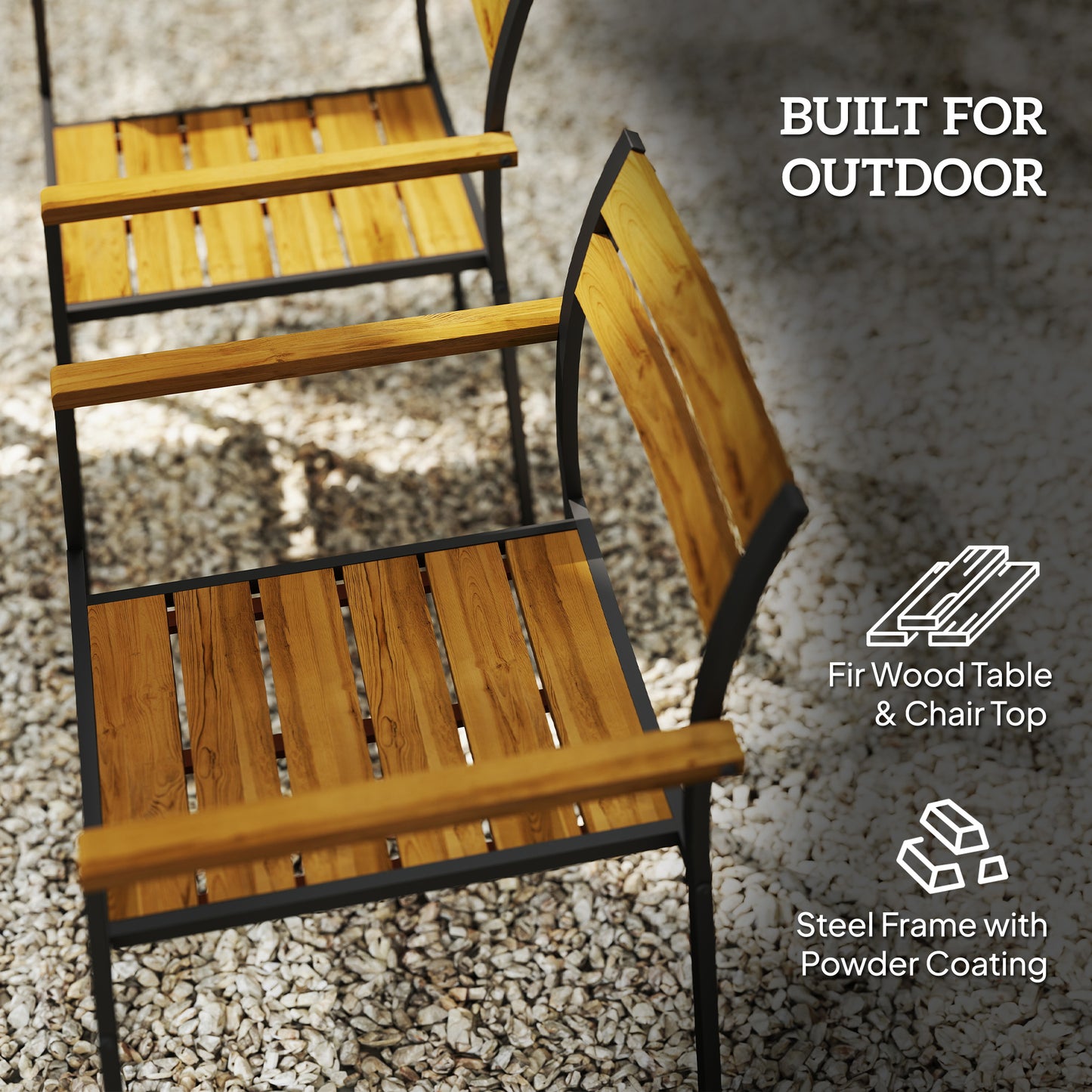7 Piece Garden Dining Set with Table and 6 Stackable Chairs, Brown