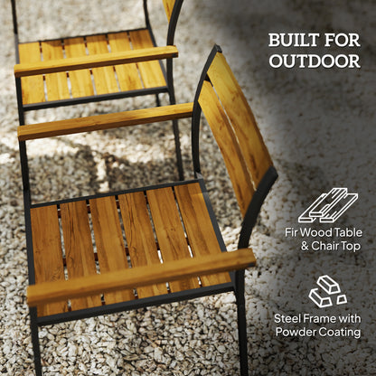 7 Piece Garden Dining Set with Table and 6 Stackable Chairs, Brown