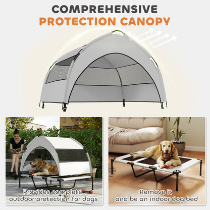 Portable Elevated Dog Bed with Removable Canopy, 106 x 76 x 94 cm