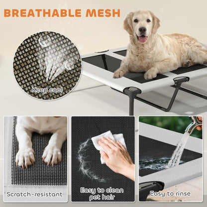 Portable Elevated Dog Bed with Removable Canopy, 106 x 76 x 94 cm