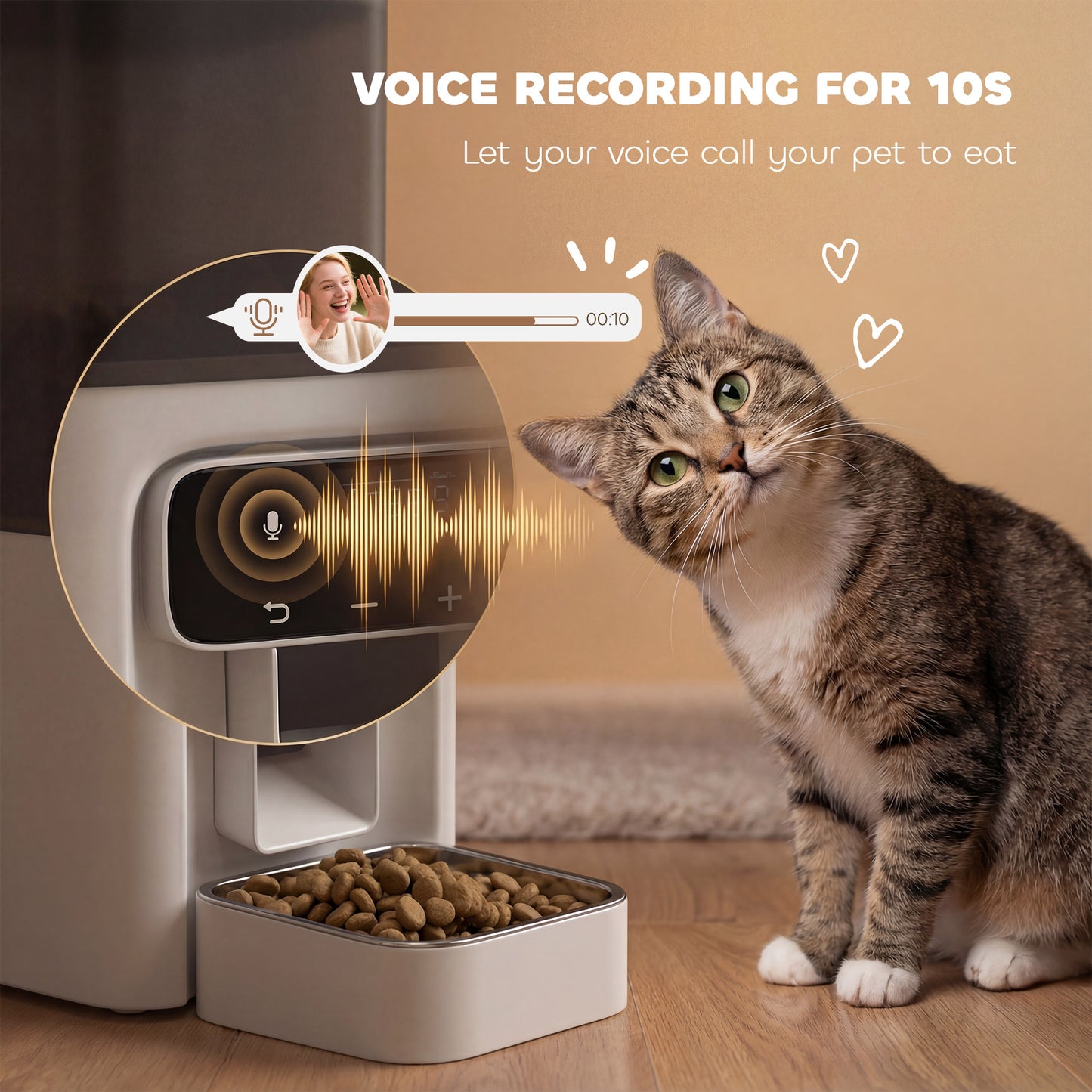 Automatic Cat Feeder Programmable with Timer, 10s Voice Recorder