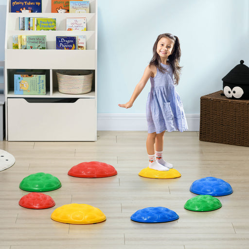 ZONEKIZ 8Pcs Kids Stepping Stones with Non-Slip Mats, Balance River Stones Indoor Outdoor Sensory Toys for 3-8 Years Old