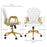 Height Adjustable Home Office Chair, Button Tufted Computer Chair with Padded Armrests and Tilt Function, Cream White