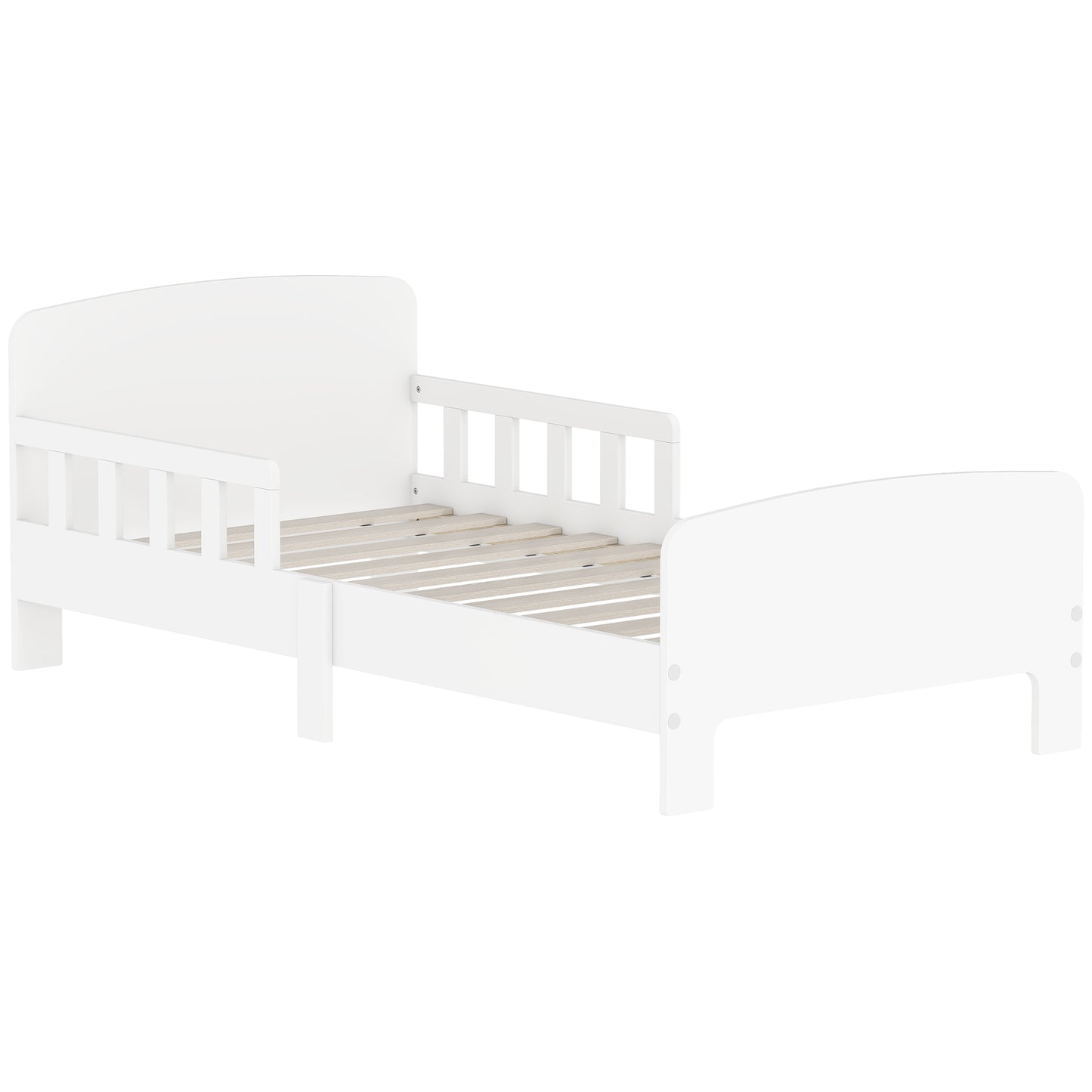 Kids Toddler Bed Frame with Safety Side Rails for 3-8 Years, White