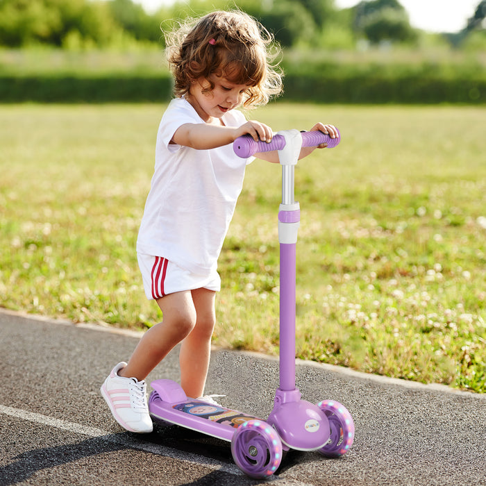 Kids 3 Wheel Scooter for 2-6 Years Old w/ Adjustable Height, Purple