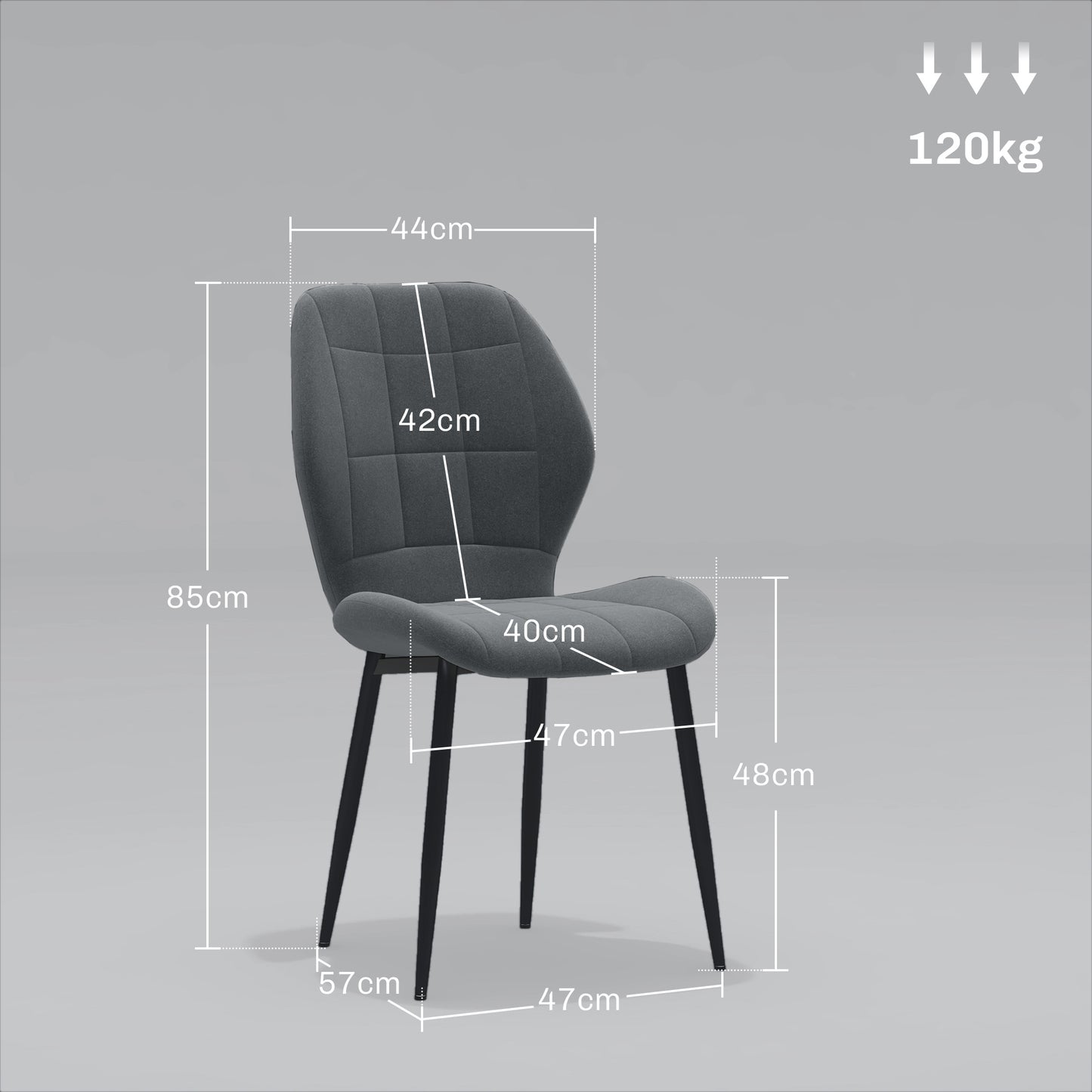 Modern Style Kitchen Chairs Set of 4 with Flannel Upholstered, Dark Grey