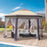 Hexagon Patio Gazebo Pop Up Gazebo Outdoor Double Roof Instant Shelter with Netting, 3m x 4m, Beige