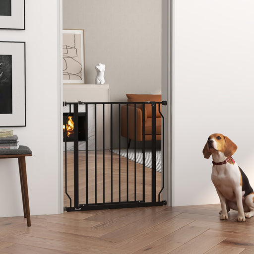 Extra Wide Dog Safety Gate, with Door Pressure, for Doorways, Hallways, Staircases - Black