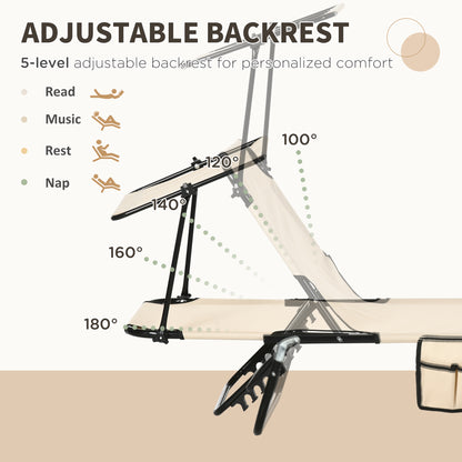 2 Piece Folding Sun Loungers with Adjustable Backrest, Tan Brown